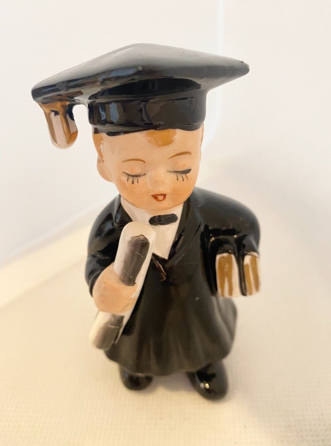 Vintage Ceramic Cap & Gown With Diploma Boy Graduation Figurine, Eyes ...