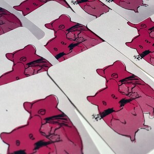 "EDGY ""Chinchillas Siebdruck-Stil"" weißes Vinyl Original Kunst Aufkleber."