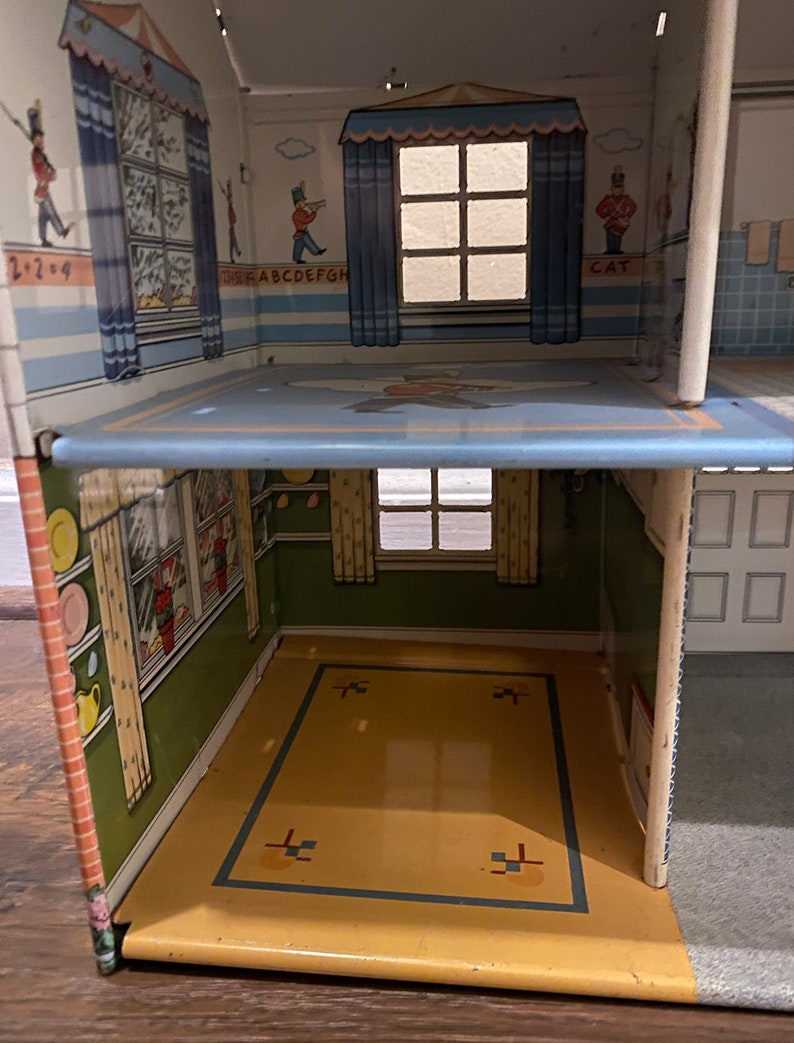 Vintage Marx Tin Dollhouse With Breezeway and Awnings 1950s Etsy