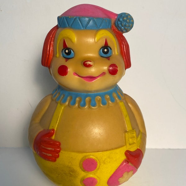 Vintage 1972 The First Years Kiddie Products Inc. Jingling Clown Toy, Roly Poly