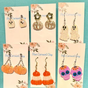 Handmade Halloween and Fall Dangle Polymer Clay Earrings