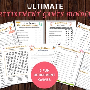 Retirement Party Games | 8 in 1 Retirement Party Game Bundle | Office Retirement Party Game | Retirement Party Game Printable | Office Games