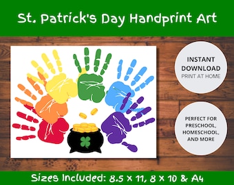 Rainbow Pot of Gold Handprint Art: St Patricks Day Craft (Digital Download)