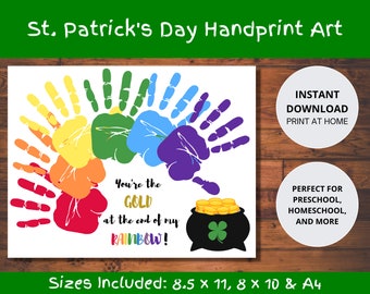 Rainbow Pot of Gold Handprint Art: St Patricks Day Craft (Digital Download)