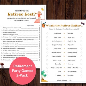 Pensioenfeestspellen | Wie kent de gepensioneerde het beste | Pensioenfeestspel afdrukbaar | Wat zou de gepensioneerde kiezen | Kantoorfeestspellen