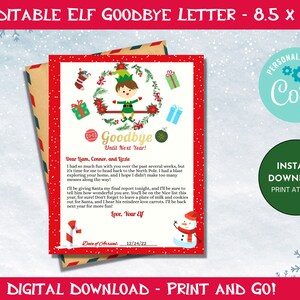 Editable Elf Goodbye Letter: Christmas Eve Printable (Digital Download)