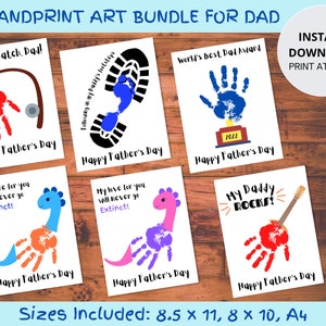 Fathers Day Craft for Kids, Father's Day Gift, Handprint Art, Printable Handprint Craft Bundle, Handprint Card for Dad, DIY Toddler Gift