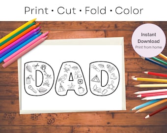 Printable Father's Day Card: Camping Theme Coloring Page (PDF Download)