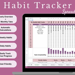 Google Sheets Habit Tracker Template: Daily, Weekly, Monthly (Digital)