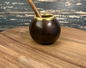 Handmade Yerba Mate Gourd Cup – 200ml Natural Calabash with Bombilla – Traditional Mate Set
