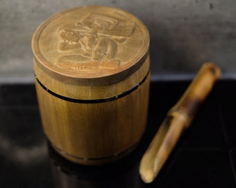 Wooden Barrel Container Box for Yerba Mate