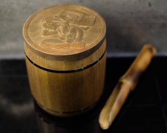 Boîte tonneau en bois pour yerba mate