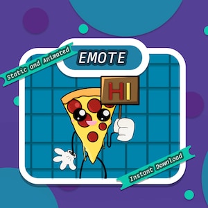 Animated & Static Hi Pizza Emote for Twitch, Discord, YouTube, Facebook | Custom Gaming Emote for Streamers