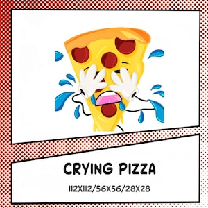 Emote animée Pizza qui pleure | Emote pizza triste au fromage kawaii pour les jeux Twitch, Discord, YouTube et Facebook (téléchargement numérique)