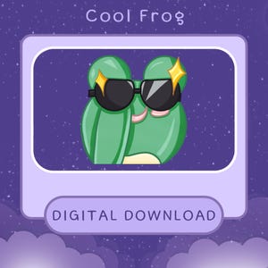 1x Cool Frog Emote – Kawaii Style | Static + Animated | Twitch Sub Emote & Discord Ready