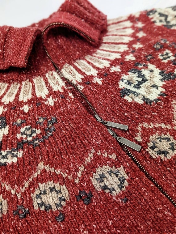 Vintage Turtleneck Knit Sweater, Double Zipper w/… - image 3