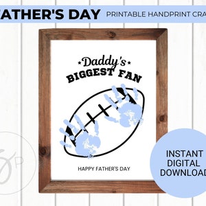 Il più grande fan di papà, regalo per papà di calcio, artigianato artistico con impronte di mani, regalo per la festa del papà dal figlio, lavoretto di memoria ricordo, biglietto con impronte di mani fai da te