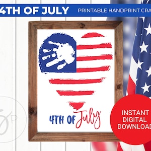 Flag Handprint Craft, Fourth 4th of July, Independence Day, USA America, American Flag, Patriotic Kids Craft, Digital Download, Printable