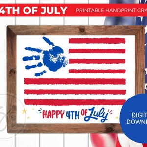 Fourth of July Handprint, American Flag, Independence Day, Handprint Craft, Kids Craft, Digital Download, Printable Craft