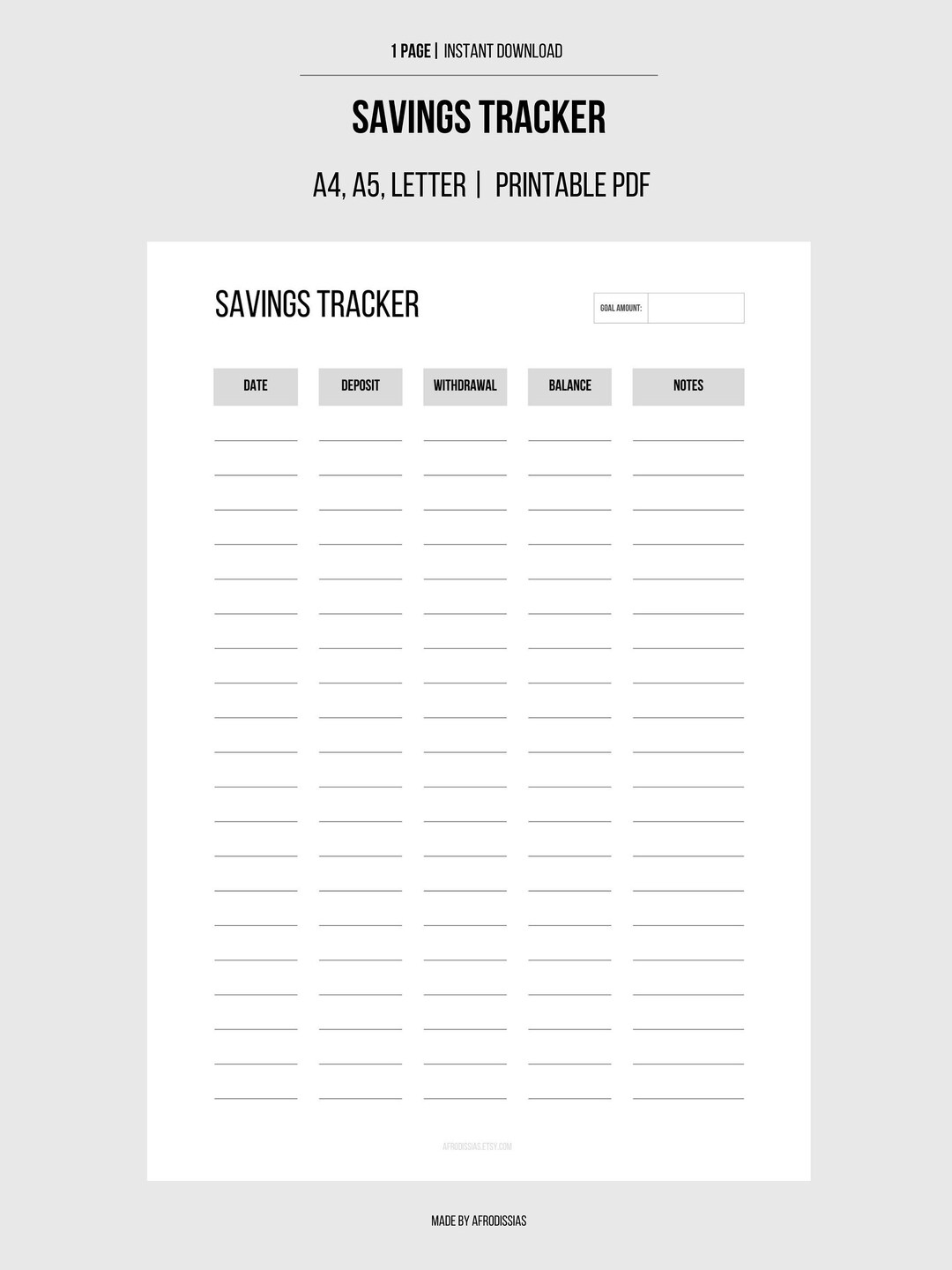 Savings Challenge Printable Savings Tracker Savings Log Etsy