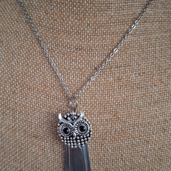 unique recycled silverware necklace with owl pendant.