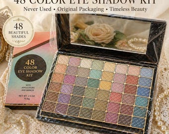 Vintage 48 Color Eye Shadow Kit New in Package, Unused Makeup Palette with Mirror, Retro Beauty Collectible, Cosmetic Gift Set