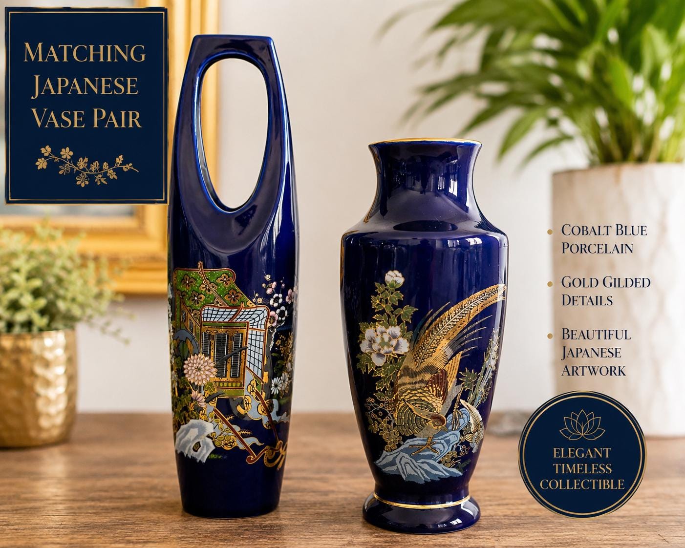 Japanese Cobalt Blue Vase - Etsy