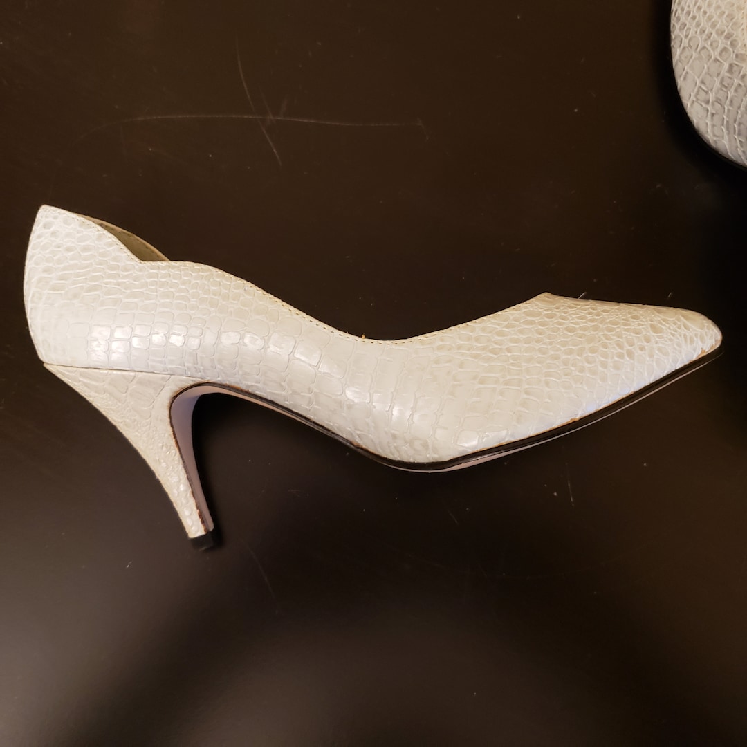 Vintage Light Blue Alligator Shoes, Ladies High Heels, Alligator Shoes