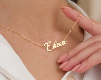 Custom Name Necklace Gold, Personalized Name Necklace, Personalized Name Jewelry For Women, Nameplate Necklace, Mothers Day Gifts for Mom