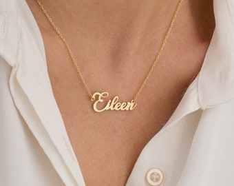 Personalized Name Necklace, Nameplate Necklace 14k Gold, Signature Name Necklace, Dainty Name Jewelry, Mama Necklace, Mothers Day Gifts