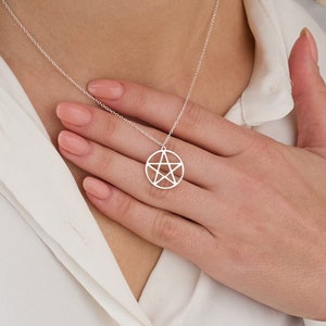 925K Sterling Silver Pentagram Necklace, Pentagram Pendant, Wiccan Jewelry for Women, Pentacle Necklace, Pagan Jewelry, Witchy Necklace