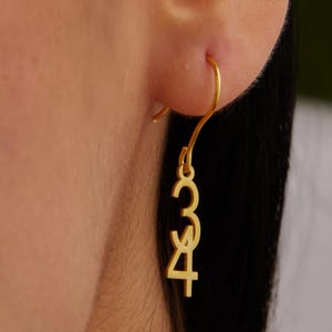 Customized Intertwined Dangle Numbers Earrings, 14k Gold Plated Number Earrings, 925 Silver Number Earrings, Personalized Number Earrings