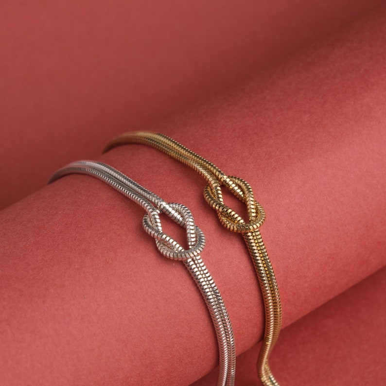 Love Knot Bracelet, Knot Bracelet Couple Set, Special Bracelet for Couples, Unisex Bracelet, Mother's Day Gifts, Silver Couple Bracelet image 6