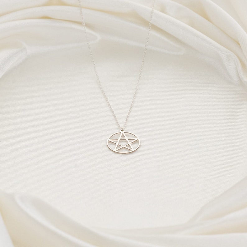 925K Sterling Silver Pentagram Necklace, Pentagram Pendant, Wiccan Jewelry for Women, Pentacle Necklace, Pagan Jewelry, Witchy Necklace image 5
