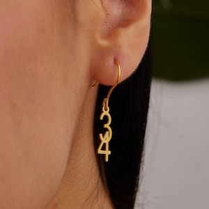 Customized Intertwined Dangle Numbers Earrings, 14k Gold Plated Number Earrings, 925 Silver Number Earrings, Personalized Number Earrings