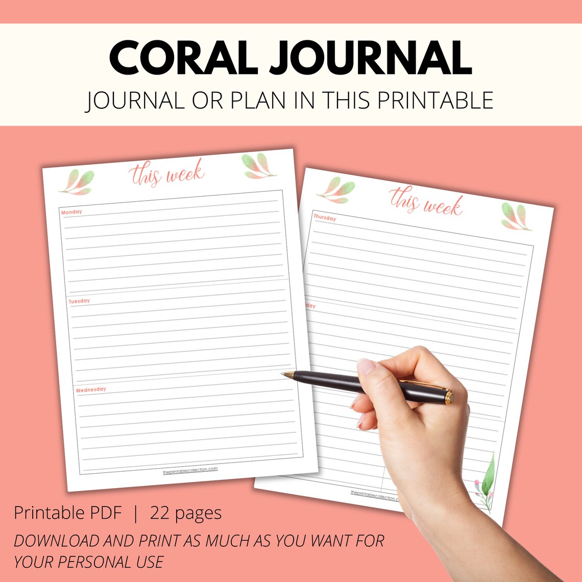 Printable Journal Printable Journal Pages Blank Journal | Etsy