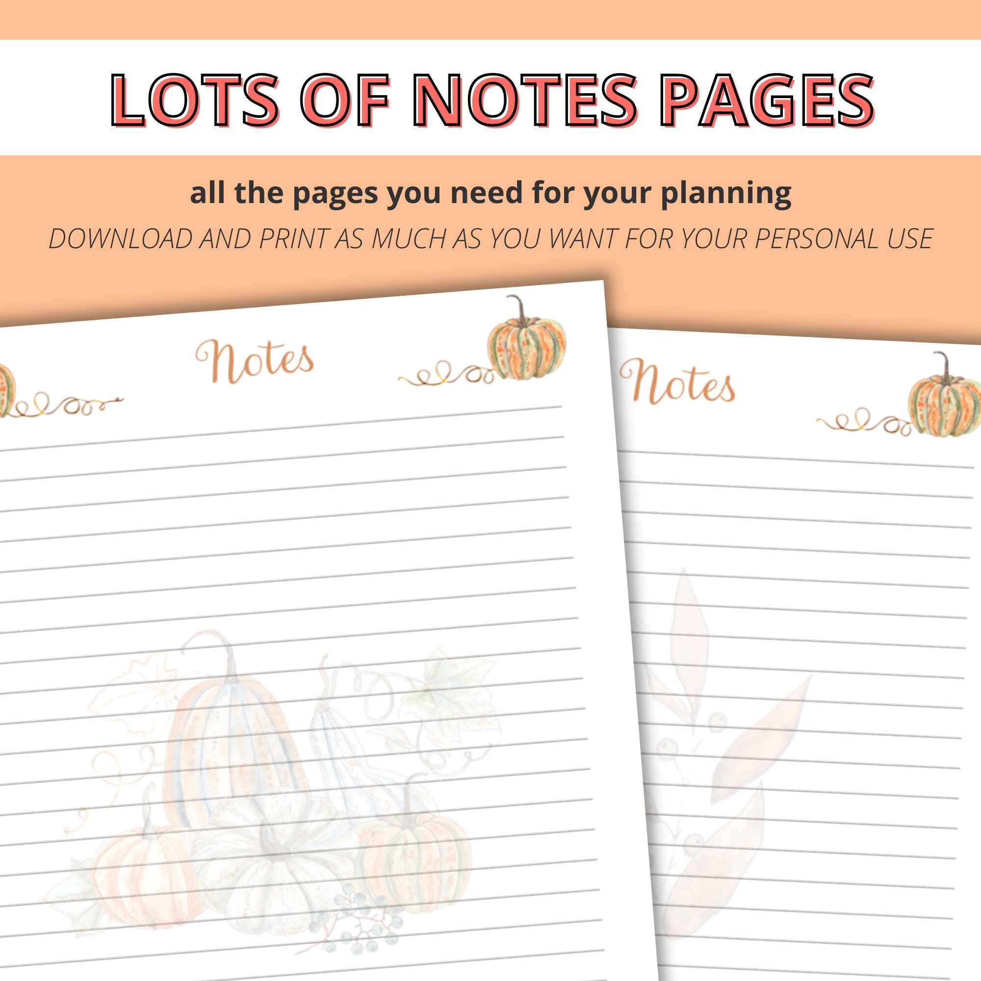 Planner Printable Hello Pumpkin // Monthly Calendar // Weekly Pages ...