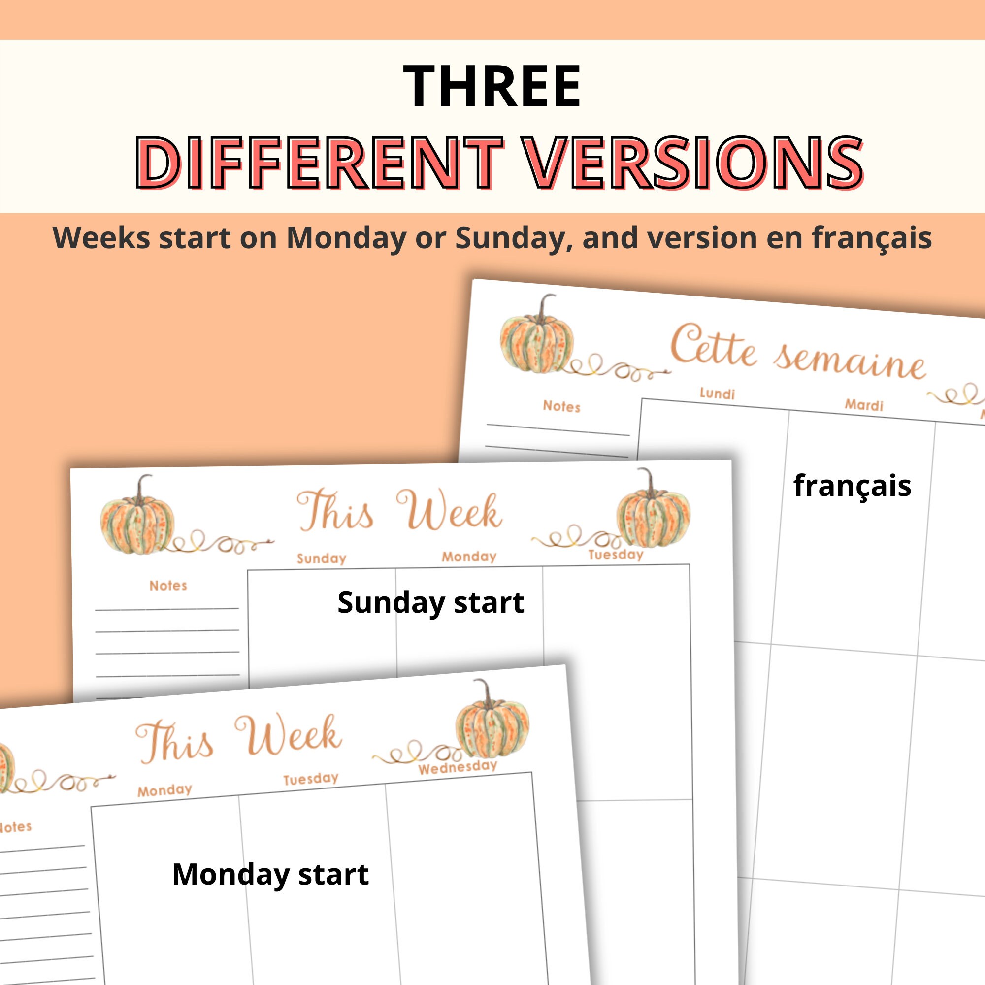 Planner Printable Hello Pumpkin // Monthly Calendar // Weekly Pages ...