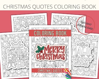 Coloring Book Printable With Christmas Quotes And Mandalas // Adult Coloring Book For Holiday Season