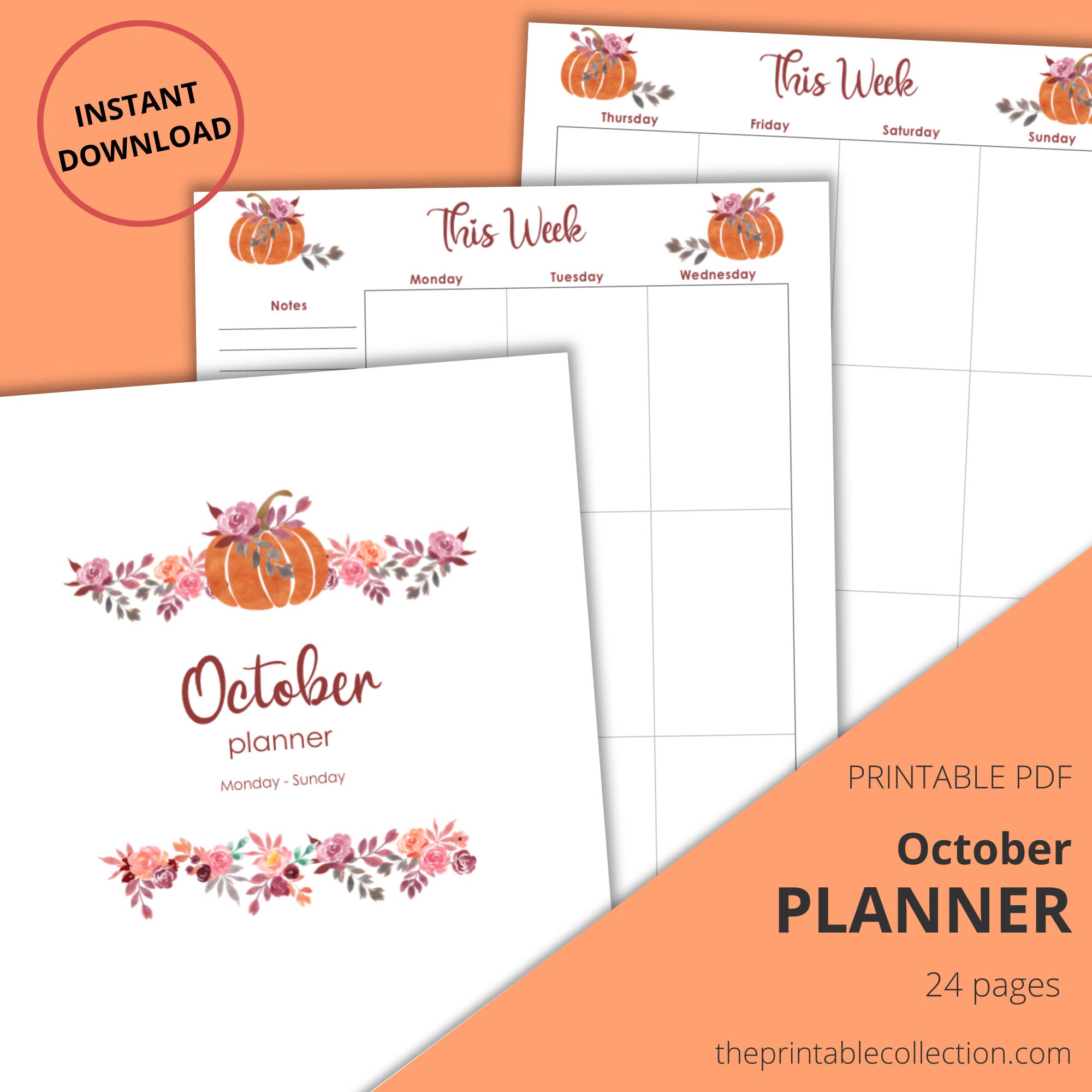Printable Planner October, Planner Pages, Monthly Planner, Weekly ...