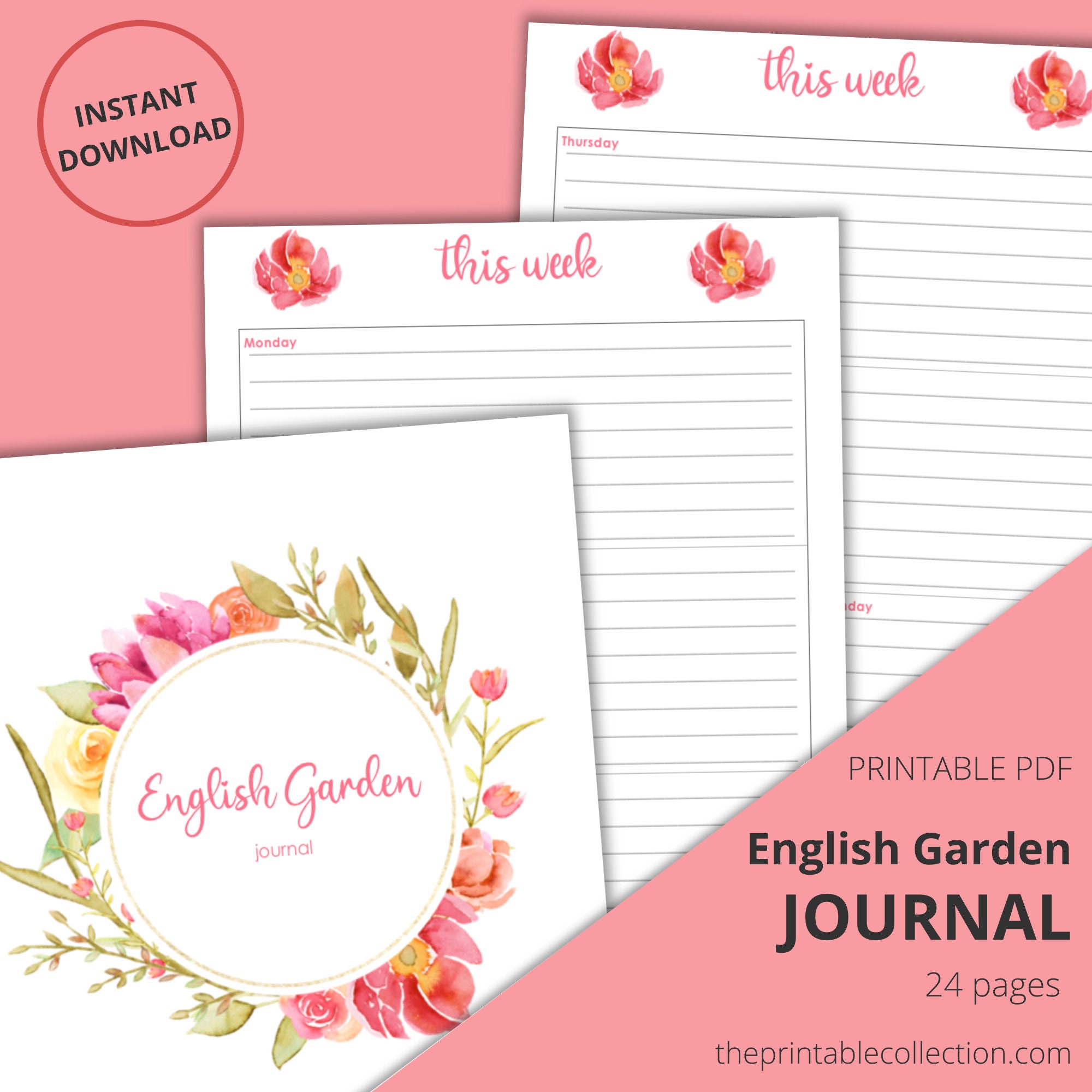 Printable Journal, Printable Journal Pages, Blank Journal, Watercolor ...