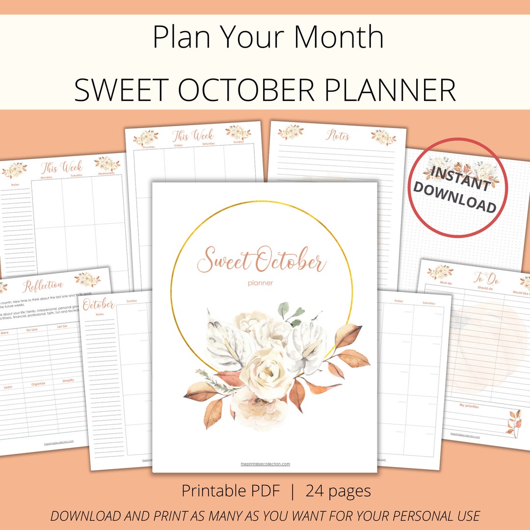 Printable Planner October // Monthly Planner // Weekly Planner ...