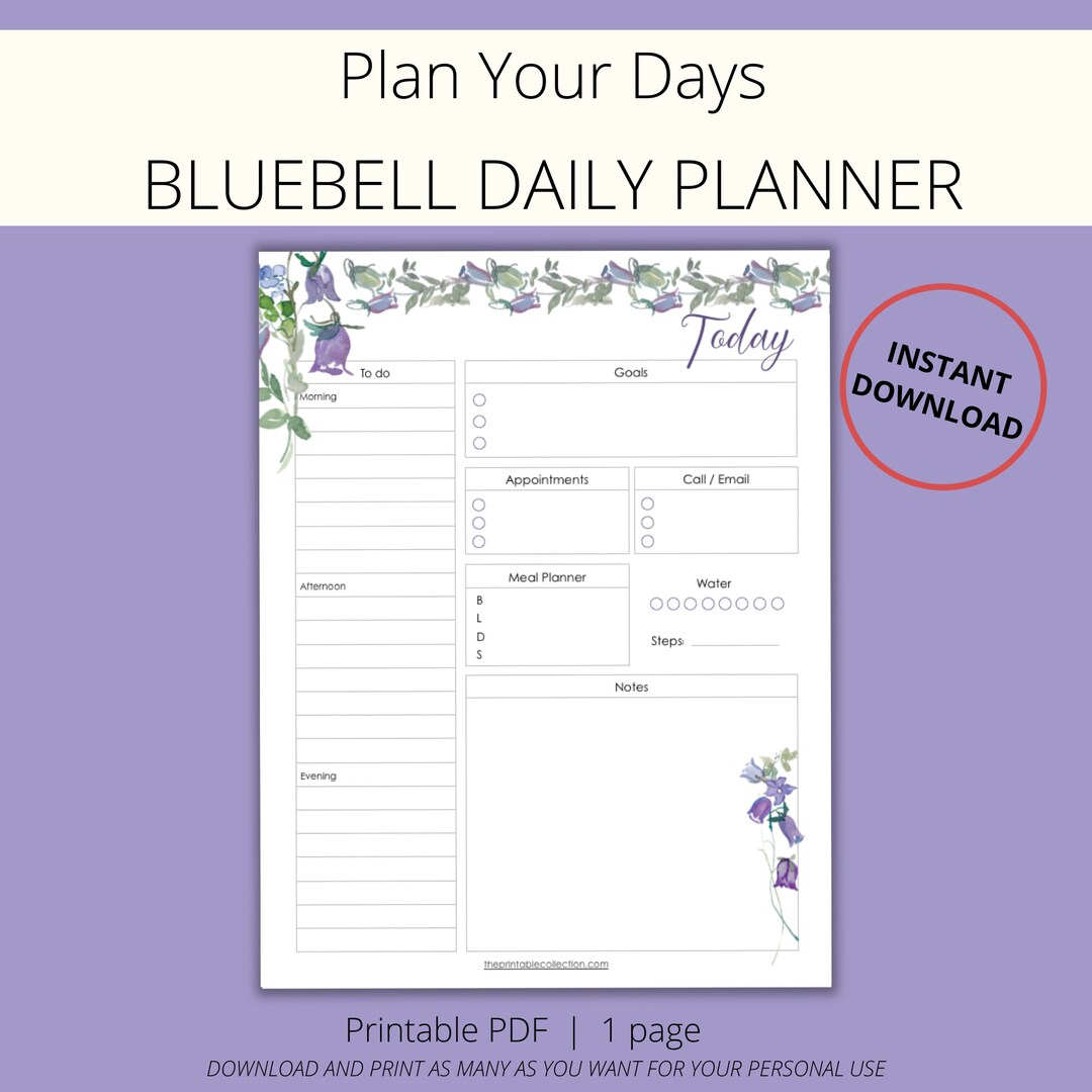 Printable Daily Planner With Watercolor Lavender and Purple - Etsy Canada