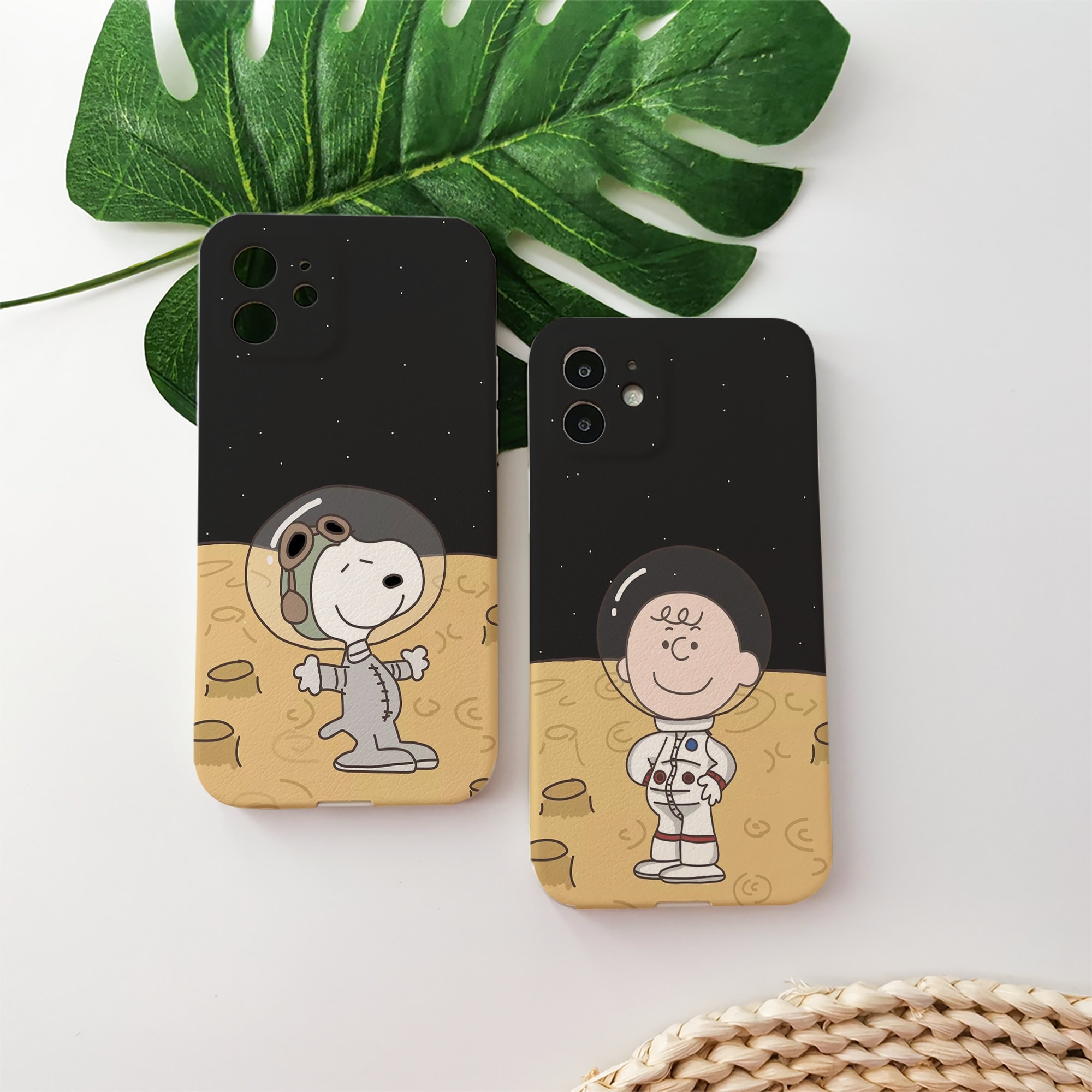 Discover Cute Cartoon Snoopy Couple Leather Phone Case Cover For iPhone 13/12/11 Pro Max, Xs, 7, 8, SE, XR