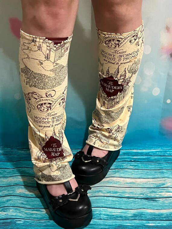 HP Marauders Map Licensed Fabric Punk Wide Leg Warmers Etsy