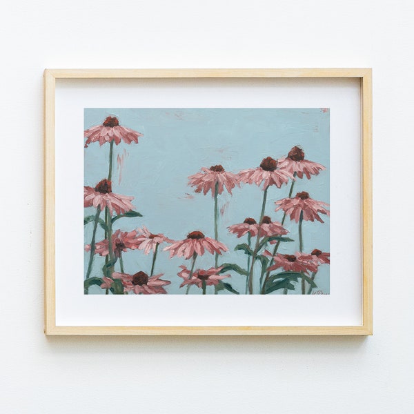 Purple Coneflower Art | Textured Floral Art Print | Girls Room Art Print | Baby Girl Nursery Art | Contemporary Floral Art | Wildflower Art