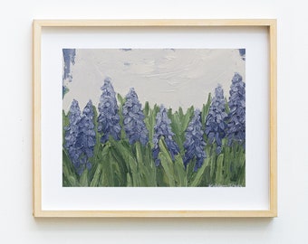 Field of Bluebells | Purple Flowers | Purple Lupine | Field of Flowers | Textured Art Print | Contemporary Floral Art | Floral Wall Art