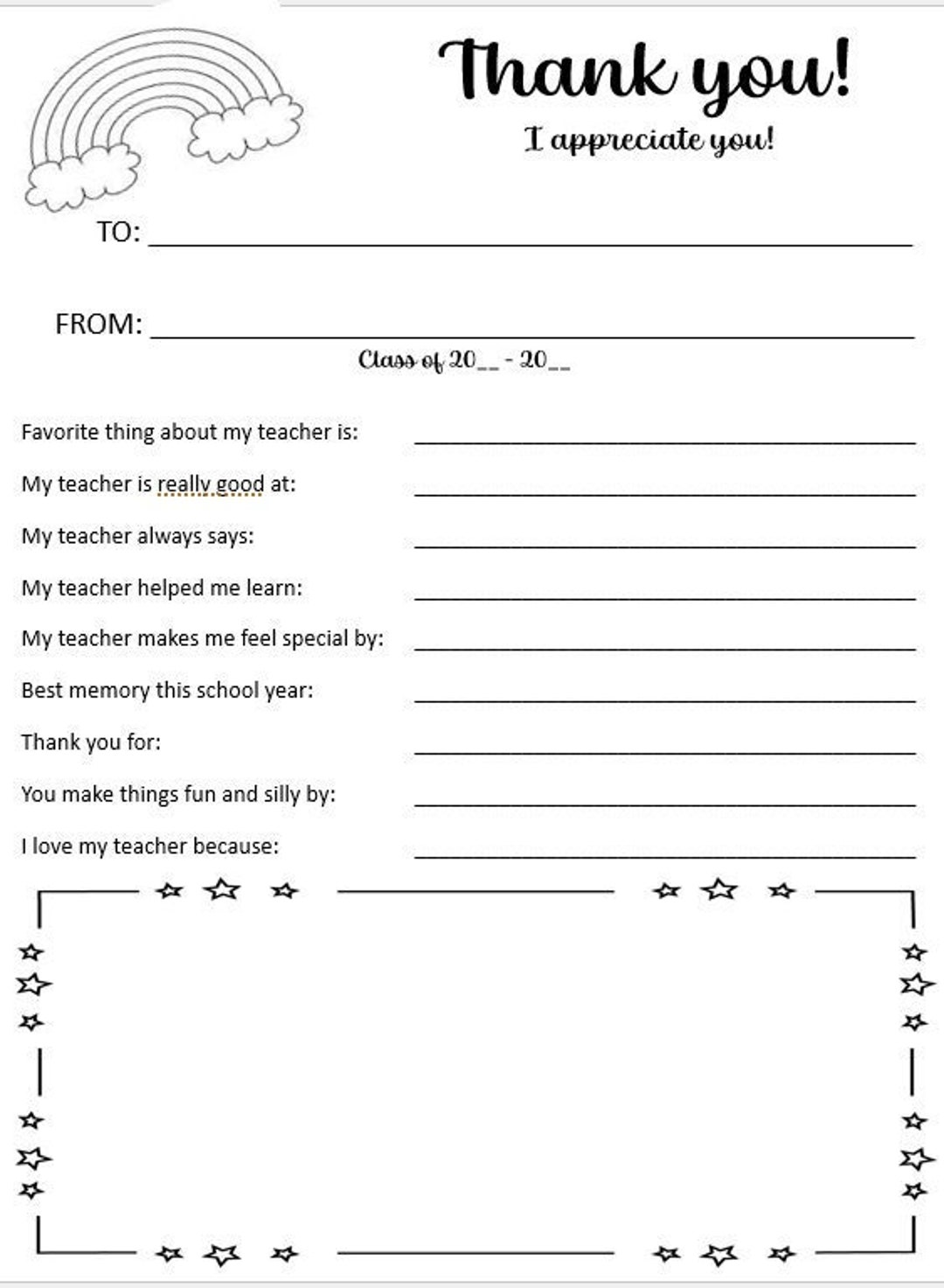 Teacher Appreciation Letter - Etsy