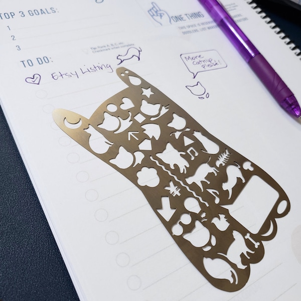 Cat Lovers Stencil, Meow, Cat Bookmark, Planner Accessories, Planner Bookmark, Cat Planner Stencil, Bullet Planner, Bullet Journal, Bookmark