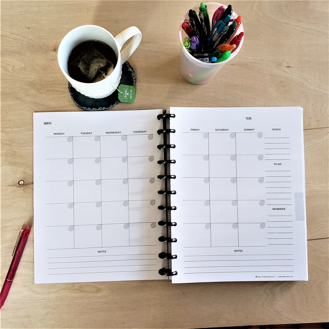 Undated Monthly Disc Planner Refill Monthly Planner Insert Monthly